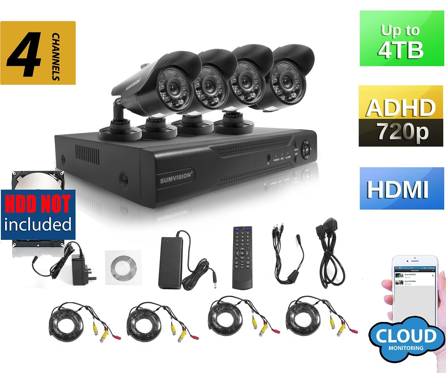 Sumvision Cctv P Hd Surveillance Security Camera System Ahd Dvr Nvr