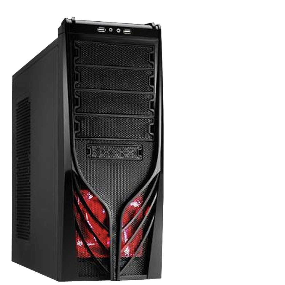Vortex GR2 Gaming Case - Black with Red Fan | Falcon Computers