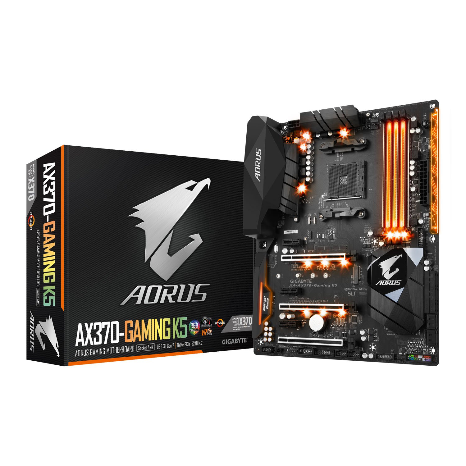 Gigabyte AORUS AMD Ryzen AM4 AX370 GAMING K5 ATX Motherboard (upgraded ...