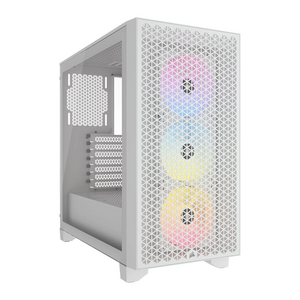 Corsair Corsair 3000D White RGB Airflow Gaming Case W/ Glass Window, Atx, 3X Ar120 Rgb Fans, Gpu Cooling, 3-Slot Gpu Support, High-Airflow Front