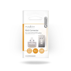 NEDIS NEDIS RJ45 Connector - Male - Solid UTP CAT6 - Straight - Gold Plated - 10 pcs  - Transparent -  Polybag