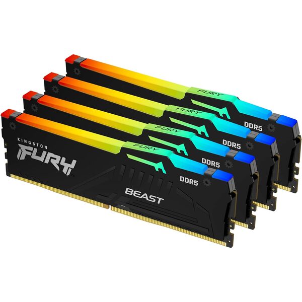 Kingston 128Gb DDR5 5600Mhz - Fury Beast RGB Memory Module Kit  - 4 X 32Gb  - Black - Maximum 1 Per Customer - Special Offer