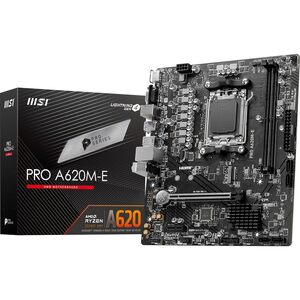 MSI MSI PRO A620M-E Pro Series Motherboard (AMD AM5, DDR5, PCIe 4.0, SATA 6Gb/s, M.2, USB 3.2 Gen 1, Gbps LAN, DVI/HDMI, mATX)