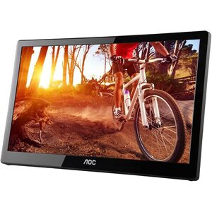 Aoc AOC 15.6-Inch Ultra Slim 1366x768 Res 200 cd/m2 Brightness USB 3.0-Powered Portable LED Monitor w/Case Black
