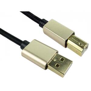 Generic 1.8m USB 2.0 Type A (M) to Type B (M) Printer Cable - Braided with Gold Hoods