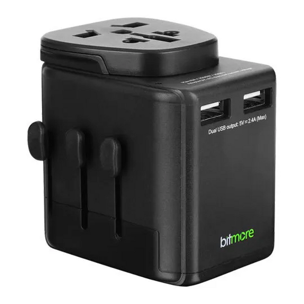 Bitmore Worldwide Universal Travel Adapter - with 2 USB Ports
