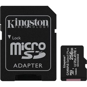 Kingston Kingston 256GB Canvas Select Plus Micro SDXC Card with SD Adapter, Class 10 with A1 App Performance