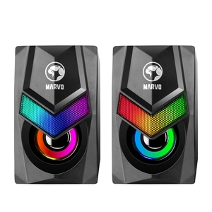 MARVO Marvo Scorpion Gaming Speakers, Stereo Sound, USB Powered, 7 Colour RGB Lighting, 6w, 3.5mm Input, Black