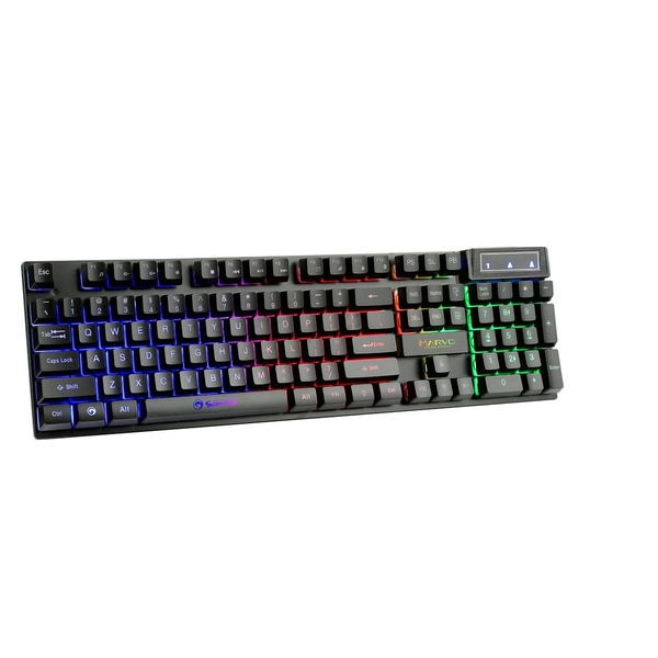 MARVO Scorpion K605 Gaming Keyboard, 3 Colour LED Backlit, USB 2.0, Frameless Design with Multi-Media and Anti-ghosting Keys, UK Layout