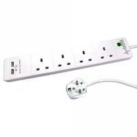 Newlink 2M 4 Gang Surge Protected Uk Power Extension With USB