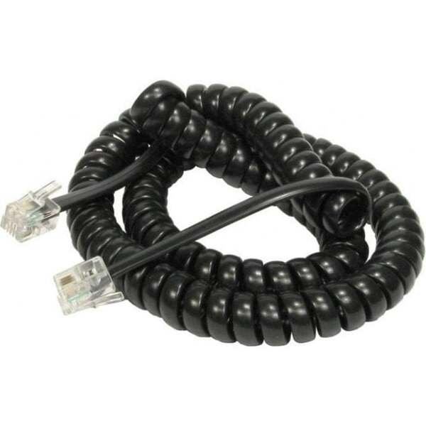 Generic Coiled Telephone Handset Cord - 2m when uncoiled - Black