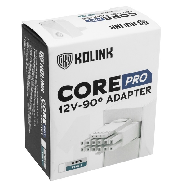 Kolink Core Pro 12VHPWR 16-Pin 90 Degree Adapter - Type 1 - White