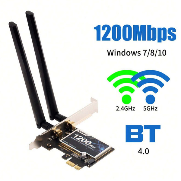 Falcon Value 1200Mbps AC1200 Dual Band 2.4G/5Ghz PCIe Adapter Bluetooth 4.0, Includes Low Profile Bracket