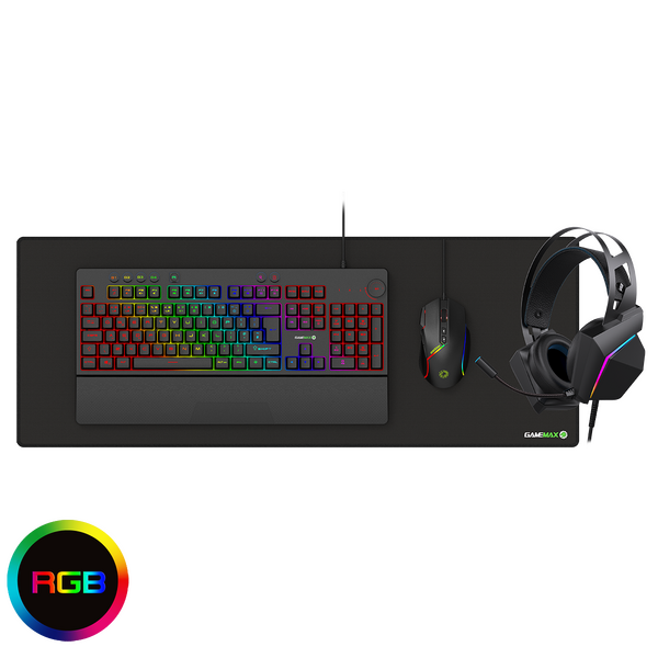 GameMax Pulse 4-in-1 Pro Keyboard Mouse Headset Mouse Pad Combo Kit