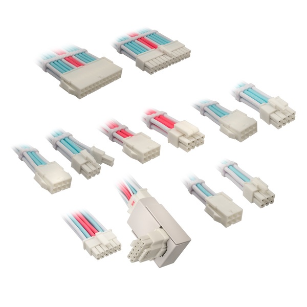 Kolink Core Pro Braided Cable Extension Kit 12VHWPR Type 1 - Brilliant White/Neon Blue/Pure Pink