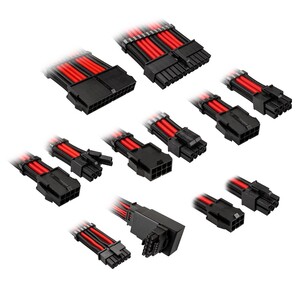 Kolink Kolink Core Pro Braided Cable Extension Kit 12VHWPR Type 1 - Jet Black/Racing Red