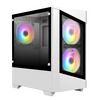 CIT Level 1 White Micro-ATX PC Gaming Case with 3 x 120mm RGB Rainbow Fans Included With 30 Percent Tempered Glass Panels Image
