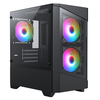 CIT Level 1 Black Micro-ATX PC Gaming Case with 3 x 120mm RGB Rainbow Fans Included With Tempered Glass Front and Side Panel Image