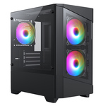 CIT Level 1 Black Micro-ATX PC Gaming Case with 3 x 120mm RGB Rainbow Fans Included With Tempered Glass Front and Side Panel
