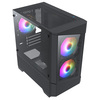 CIT Level 1 Black Micro-ATX PC Gaming Case with 3 x 120mm RGB Rainbow Fans Included With Tempered Glass Front and Side Panel Image