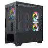 CIT Level 1 Black Micro-ATX PC Gaming Case with 3 x 120mm RGB Rainbow Fans Included With Tempered Glass Front and Side Panel Image