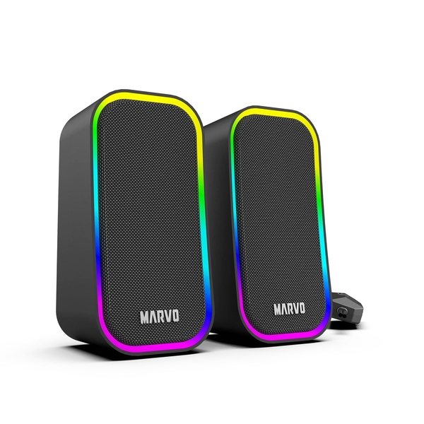 MARVO Scorpion SG 285 Gaming Speakers, Stereo Sound, USB Powered, Connect Wired or Bluetooth, Touch Control RGB Lighting with 6 Modes, 6W, Black