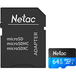Netac P500 64GB MicroSDXC Card with SD Adapter, UHS-I Class 10, U1, 90MB/s