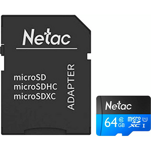 Netac Netac P500 64GB MicroSDXC Card with SD Adapter, UHS-I Class 10, U1, 90MB/s