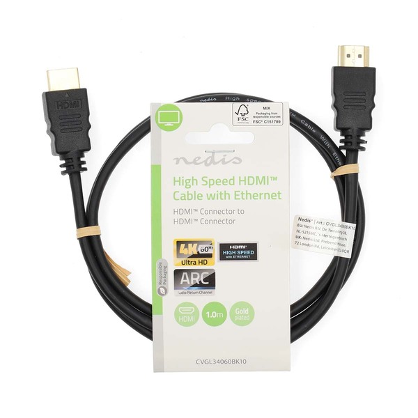 NEDIS 1Mtr High Speed HDMI™ Cable with Ethernet