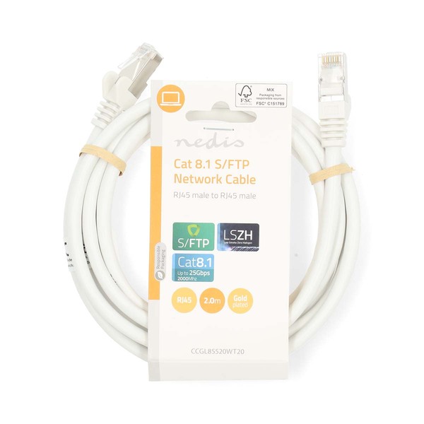 NEDIS 2Mt RJ45 CAT8.1 UTP Network Patch Lead -  LSZH - White