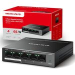 Mercusys 5-Port Gigabit Desktop Switch with 4-Port PoE+, Steel Case