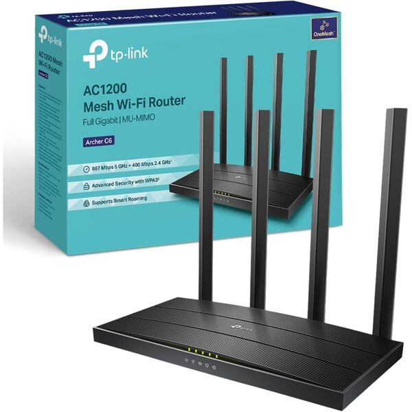 TP-LINK  AC1200 (867+300) Wireless Dual Band GB Cable Router, 4-Port, MU-MIMO, Access Point Mode