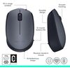 Logitech M170 Wireless Mouse, 2.4 GHz with USB Nano Receiver, Optical Tracking, 12-Months Battery Life, Ambidextrous Image
