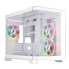 1St Player UV6 Micro ATX Case with U-Shaped Panoramic Panel and 3x RGB Fans - White Image
