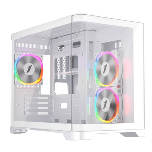 1St Player 1st Player UV6 Micro ATX Case with U-Shaped Panoramic Panel and 3x RGB Fans - White