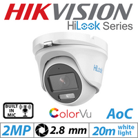 HiLook By Hikvision 2MP HIKVISION HILOOK DOME OUTDOOR COLORVU CAMERA 2.8MM AOC WHITE (2.8MM)