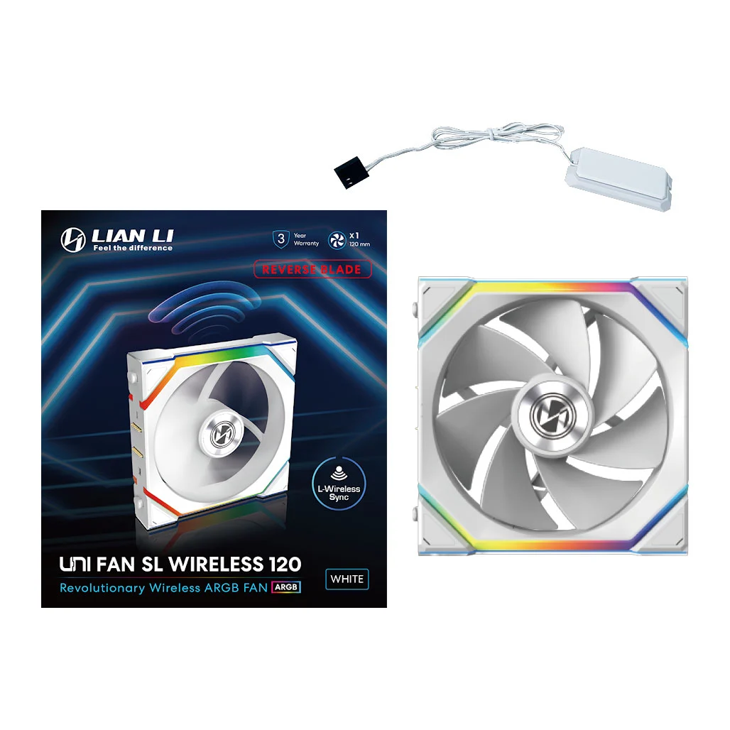 Lian Li UNI SL WIRELESS RGB 120mm Reverse Flow Fan - White | Falcon ...