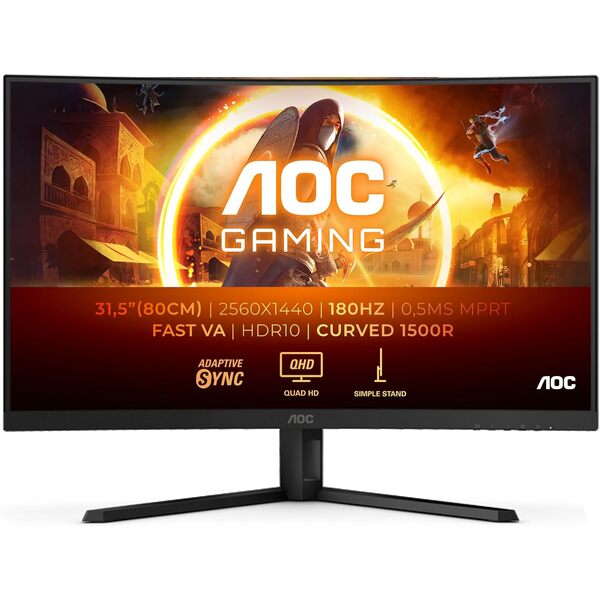 Aoc 31.5 INCH VA QHD 180Hz 0.5ms Curved Gaming Monitor