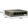 Tenda 5 port Poe Network Switch, 4 PoE Port Ethernet Internet Per port 30W, 58W for all ports - Metal Case Image