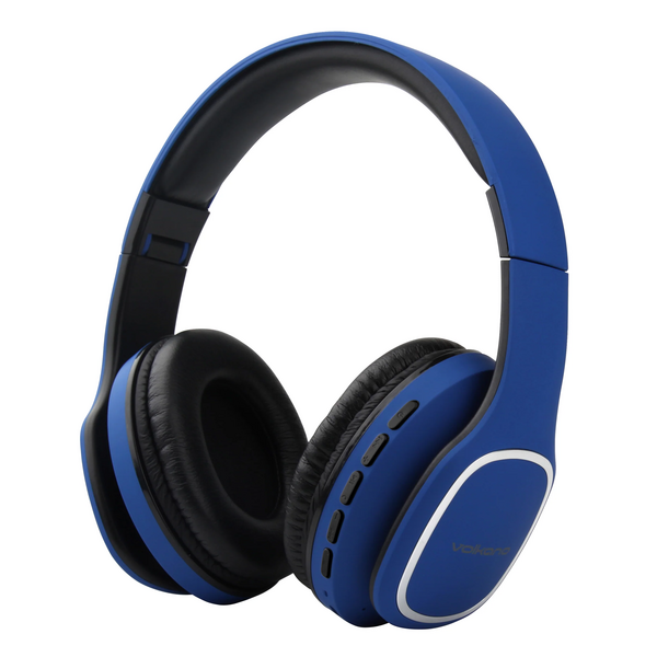 Volkano Phonic Bluetooth Headphones - Built In FM Radio & Micro SD Card Reader - Blue