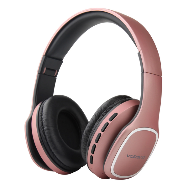 Volkano Phonic Bluetooth Headphones - Built In FM Radio & Micro SD Card Reader - Rose