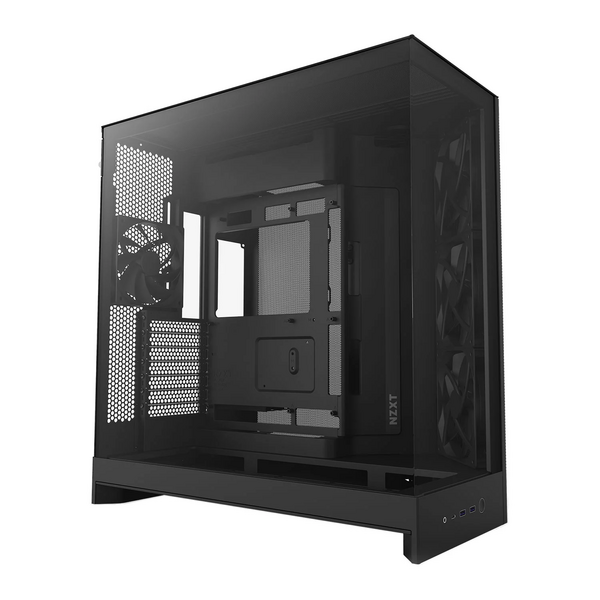NZXT H9 Flow (2025) Tempered Glass Dual Chamber Mid Tower with 3 F140Q Black Fans
