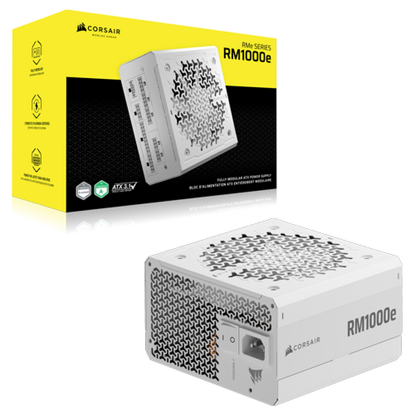 Corsair RM1000e White Fully Modular Low-Noise ATX 3.1 PCIe 5.1 Power Supply