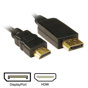 JEDEL Jedel 1.8M DisplayPort 1.2a Cable (Male) to HDMI2.0b (Male), 1080p Resolution, Black