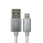 Newlink 1m USB2.0 A to Lightning Braided Cable - MFI Certified  White / Silver