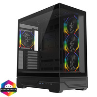 CIT CIT Destiny Black ATX Gaming Case With Two-Sided Tempered Glass and 4 x 120mm Infinity PWM ARGB Fans With 6-Port Hub Included