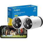 Tapo C420S2 2-Pack 2K QHD Security Camera Outdoor Wireless, 180-Day Battery Life, IP65, Colour Night Vision,AI Detection, Local and Cloud Storage, Works with Alexa & Google, No Monthly Fee