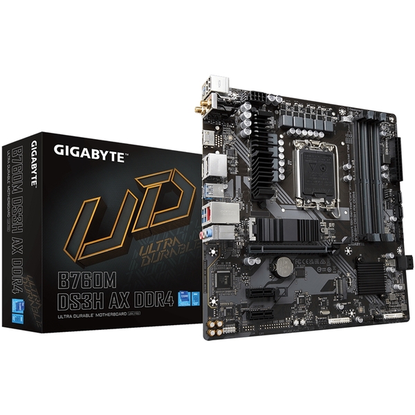 Gigabyte B760M DS3H AX DDR4 Motherboard, Intel Socket 1700, 2.5Ghz Lan, Wi-Fi, Micro ATX