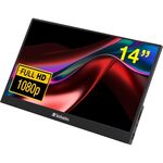 Verbatim PMT-14 Portable Monitor with Touchscreen, 14`` 1080P Full HD @ 60Hz, HDMI/Type-C/USB-C for Laptop/PC/Mac/PS3/4/5/Xbox/Phone - Works with Windows, Mac OS & Android