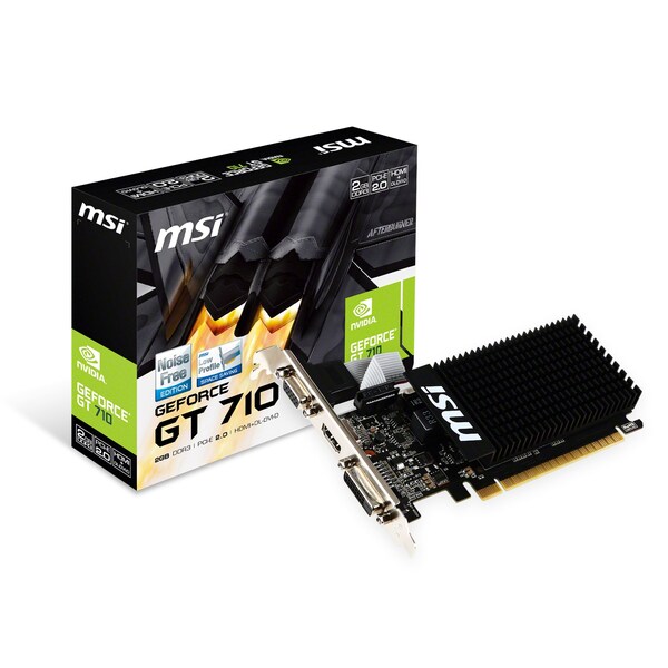 MSI NVIDIA GeForce GT 710 Low Profile 2G Graphics Card, 2GB GDDR5, Silent